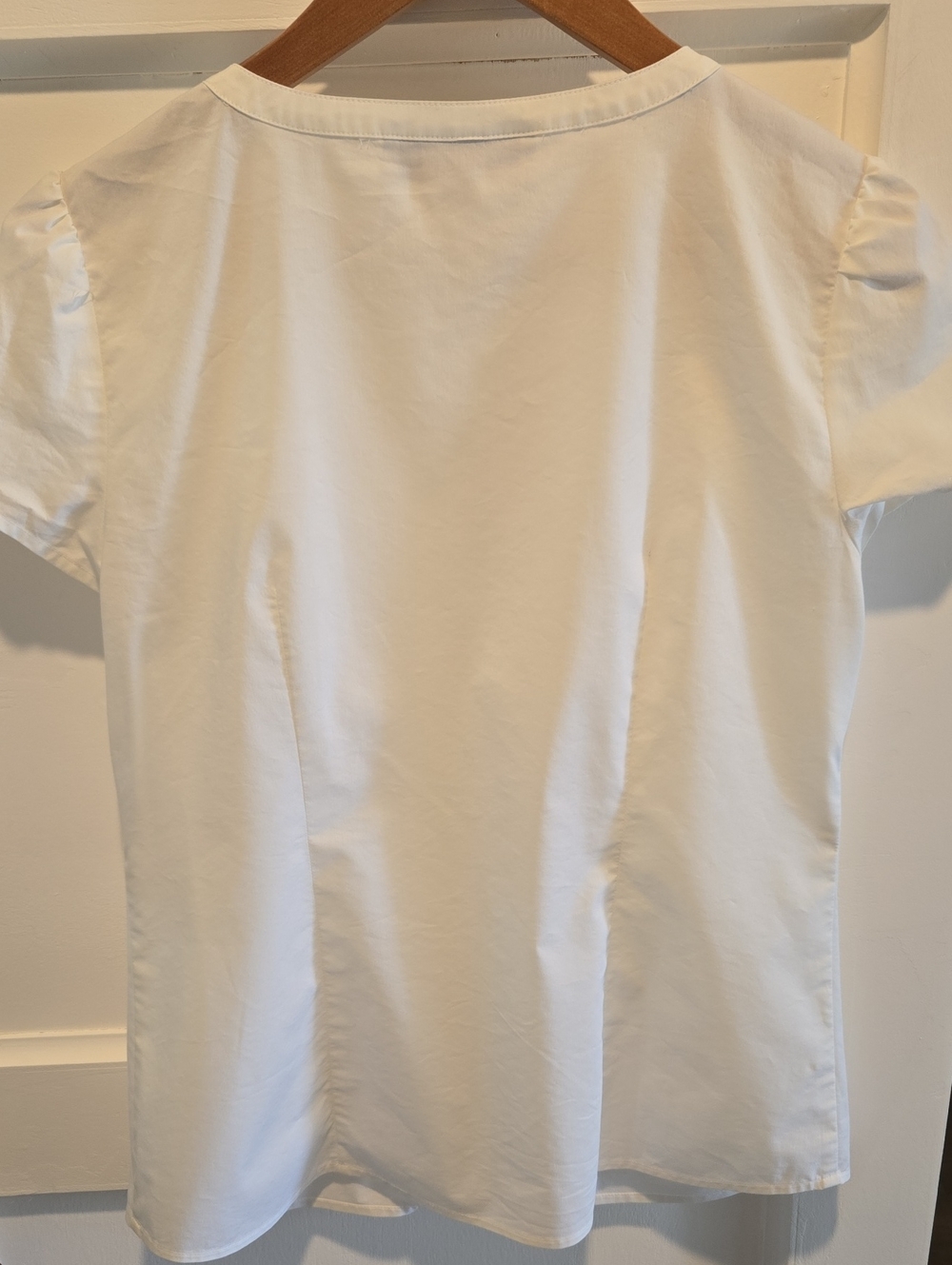 LOFT White Ruffle Front Button-Down Top - Picture 10 of 13